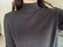 戚朵雙面德絨半高領(lǐng)保暖打底衫女秋冬內搭長(cháng)袖T恤大碼寬松百搭 深灰-雙面德絨 L 建議105-120斤 曬單實(shí)拍圖