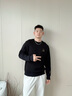 海瀾之家（HLA）三體·級符號系列衛衣男25春秋新款圓領(lǐng)繡花彈柔長(cháng)袖T恤上衣男 黑色9G 2XL 185/100A 推薦165~180斤 曬單實(shí)拍圖