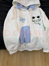 魯雅爾可愛(ài)貓咪假兩件刺繡連帽衛衣女春秋季新款寬松慵懶風(fēng)長(cháng)袖上衣外套 白色 常規款 M 曬單實(shí)拍圖