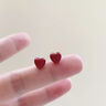 彩萊婭999純銀紅色桃心耳釘女2025新款養耳洞足銀耳環(huán)氣質(zhì)輕奢閨蜜耳飾 耳釘款 足銀 曬單實(shí)拍圖