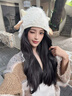 桑咻張藝興同款小綿羊耳朵毛絨帽女秋冬保暖護耳包頭帽卡通可愛(ài)針織帽 可愛(ài)小羊 均碼 曬單實(shí)拍圖