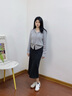 Teenie Weenie【趙露思同款】小熊女裝毛針織衫2025年秋季新款復古連帽外套 中灰色 M 曬單實(shí)拍圖