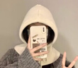 趣木也韓國巴拉克拉法帽子冬季保暖圍脖一體情侶圍巾護耳毛線(xiàn)帽毛線(xiàn)針織 寬松一體【潮流卡】 曬單實(shí)拍圖