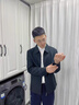 羅蒙外套男秋季商務男士翻領(lǐng)行政夾克上衣干部廳局風爸爸裝i8藏青XL 曬單實拍圖