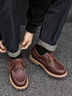 男鞋2025春夏新款復古三眼帆船鞋低幫英倫風(fēng)工裝鞋潮流休閑真皮鞋 紅棕色 44 曬單實(shí)拍圖