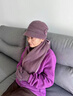 恒源祥羊毛中老年人帽子女士冬季媽媽奶奶兔毛針織帽冬天保暖毛線(xiàn)帽 淺紫[帽子＋圍巾＋手套] 均碼 | 高檔禮盒裝代寫(xiě)賀卡 曬單實(shí)拍圖