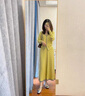舒芳蝶（shufangdie）黃色針織半身連衣裙子長裙女2025新款早秋裝溫柔風(fēng)穿搭一整套裝裙 黃色套裝 M 曬單實拍圖