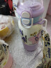 316兒童保溫杯一杯三飲水杯便攜吸管水壺可愛(ài)學(xué)生杯子 淺紫色500毫升 曬單實(shí)拍圖