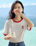 茵曼（INMAN）【冰氧吧】涼感撞色圓領(lǐng)短袖T恤春夏季女裝小個(gè)子時(shí)尚上衣 珍珠白 L 曬單實(shí)拍圖