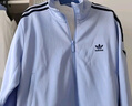 adidas復古風(fēng)針織休閑運動(dòng)立領(lǐng)夾克外套女秋季阿迪達斯官方三葉草 淡藍色/黑色 (偏小，推薦買(mǎi)大1碼)   S 曬單實(shí)拍圖