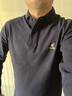 羅蒙（ROMON）中年男士高端刺繡polo.衫春秋新款商務(wù)翻領(lǐng)長(cháng)袖t恤寬松休閑打底衫 藏青【100%純棉 全棉 抗皺】 XL /175碼 【推薦140-160斤】 曬單實(shí)拍圖