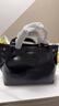 高美高/COMICO頭層牛皮通勤包手提托特包原創(chuàng  )小眾設計單肩斜挎包 黑色 曬單實(shí)拍圖