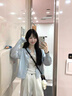 桂岐針織衫女開(kāi)衫外套2025年秋季短款慵懶風(fēng)韓系簡(jiǎn)約顯瘦毛衣外套 藍色 均碼 （建議80-110斤） 曬單實(shí)拍圖