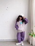 G.DUCKKIDS女童春秋裝套裝2024新款中大童女孩童裝兒童衛衣運動(dòng)服秋冬兩件套 字母R連帽套裝-紫色 140cm 曬單實(shí)拍圖