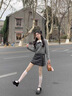 韓璐嬌（hanlujiao）連衣裙女裝2025秋季新款鹽系輕熟甜辣妹學院風格紋短裙時尚兩件套 毛衣+領帶+半身裙 M 曬單實拍圖