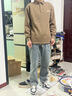 啄木鳥(niǎo)（TUCANO）衛衣男款秋季男士翻領(lǐng)打底衫2025秋冬新款長(cháng)袖polo領(lǐng)衣服男上衣 卡其 4XL 【170-200斤】 曬單實(shí)拍圖