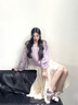 納琳雅Nalinya連衣裙女2025秋裝新款大碼胖mm紫色流蘇毛衣半身裙兩件套 兩件套裝 2XL (建議140-160斤) 曬單實(shí)拍圖