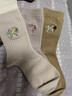 COFNI卡芙尼純棉襪子女中筒刺繡百搭潮襪春秋款白色女生ins長(cháng)筒堆堆襪 高檔禮盒裝： 6雙 曬單實(shí)拍圖