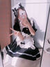 貓咪餐廳lolita女仆連衣裙cos服裝二次元圍裙日系洛麗塔可愛(ài)女裝 黑色套裝+白襪 S 曬單實(shí)拍圖