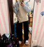 森馬（Semir）牛仔褲女冬季分割抓毛拖地褲2025酷颯風(fēng)顯腿長(zhǎng)彎刀褲109725124008 曬單實(shí)拍圖
