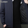 花花公子（PLAYBOY）棉服男士秋冬夾克加棉大碼男裝商務(wù)休閑防風(fēng)立領(lǐng)外套 灰色 2XL 曬單實(shí)拍圖