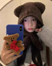 笙格兒可愛(ài)小熊耳朵圍脖帽子一體毛絨針織毛線(xiàn)帽子女秋冬保暖護耳雷鋒帽 泰迪咖 （54-58CM） 曬單實(shí)拍圖