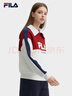 FILA 斐樂(lè )官方女子套頭衛衣休閑寬松拼色針織翻領(lǐng)上衣 鮮乳白-IV M 曬單實(shí)拍圖