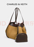 CHARLES&KEITH25秋新品大容量通勤復古子母托特包生日禮物CK2-30671782-1 Sahara Sand沙色/棕色 XL 曬單實(shí)拍圖