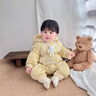 班喜迪嬰兒羽絨服連體衣冬季女寶寶衣服白鴨絨連帽哈衣爬服冬裝外出抱服 黃色 73 充絨量：74g 曬單實(shí)拍圖