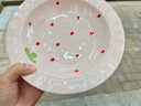 食品級草莓陶瓷餐盤(pán)可愛(ài)家用宿舍草帽盤(pán)蛋糕盤(pán)高顏值精致餐具碗盤(pán) 8.5英寸-草莓裙花邊盤(pán)1個(gè)裝 曬單實(shí)拍圖
