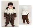 迪士尼（Disney）嬰兒冬季羽絨服加厚外出冬裝6一12月寶寶冬天衣服韓版超萌連體衣3 咖色 100 85-90cm 25-30斤 曬單實拍圖