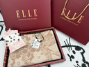 ELLE【禮盒裝】100%綿羊毛圍巾女秋冬禮物保暖時(shí)尚提花圍脖披肩 曬單實(shí)拍圖