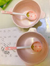 少女心草莓雙耳碗勺加厚湯碗沙拉碗飯碗家用碗高顏值釉下彩餐具 淺粉草莓雙耳碗（1碗1勺） 2件套 曬單實(shí)拍圖