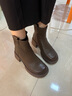 卓詩(shī)尼短靴女2025秋冬季新款棕色復古切爾西靴子女靴瘦瘦靴加絨馬丁靴女 棕色【秋冬保暖】 37 曬單實(shí)拍圖