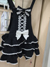 TO ALICE【To Alice】熊之原創(chuàng  )lolita古早昭和蛋糕三層裙擺背帶裙襯衫套裝 C8637黑色背帶裙 S 曬單實(shí)拍圖