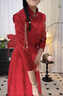 泰勒馬丁中式敬酒服新娘秀禾服新娘新款冬季酒紅色中式結婚禮服女旗袍婚服 QP23 S 曬單實(shí)拍圖