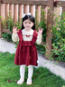 班喜迪女童連衣裙冬裝洋氣女寶寶周歲禮服兒童毛衣公主裙秋冬裙子拜年服 紅色 90 cm 曬單實(shí)拍圖