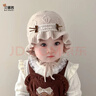 貝娜茜嬰兒帽子秋冬季女孩洋氣毛線(xiàn)帽寶寶冬天加厚保暖護耳帽嬰幼兒可愛(ài) 蝴蝶結-米色 6個(gè)月-2歲（44-48CM） 曬單實(shí)拍圖