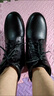 啄木鳥(niǎo)媽媽棉鞋真皮平跟軟底中老年人羊毛皮鞋2025秋冬防滑坡跟大碼短靴 黑色春秋單里 37 曬單實(shí)拍圖