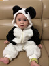 迪士尼（Disney）25新款小熊款男女寶寶連體衣嬰幼兒加厚保暖新生嬰兒爬爬服冬季潮 熊貓爬爬服 73 身高62-70公分 曬單實(shí)拍圖