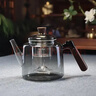 全度蒸煮一體側把茶壺2025新款煮茶壺電陶爐煮茶器加厚玻璃圍爐煮茶 木把茶壺灰色【單壺】800ml 曬單實(shí)拍圖
