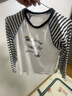 馬卡樂(lè )春季嬰幼兒童純棉T恤長(cháng)袖條紋撞色時(shí)尚百搭 白黑色海途奇旅 140 曬單實(shí)拍圖