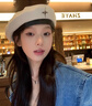 萬(wàn)佳臻大頭圍貝雷帽女秋冬新款顯臉小韓系毛呢帽蓓蕾帽子復古皮邊畫(huà)家帽 星星【呢子皮檐】杏白 曬單實(shí)拍圖
