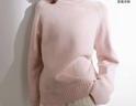 三彩2025冬季新款純色毛衣半高領(lǐng)針織衫插肩袖寬松毛衫簡(jiǎn)約M 櫻花粉 M 160/84A 曬單實(shí)拍圖