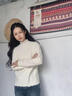 QBILY白色半高領(lǐng)毛衣打底衫女2025年新款秋季穿搭木耳邊針織衫長(cháng)袖上衣 杏色 均碼 曬單實(shí)拍圖
