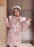 G.duck兒童羽絨服女童長(cháng)款冬季加厚加絨小中大童洋氣碎花保暖外套 粉色 粉毛領(lǐng) 150 曬單實(shí)拍圖
