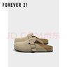 FOREVER21牛皮拖鞋男春秋勃肯鞋男外穿厚底懶人半拖鞋 卡其色 43 曬單實(shí)拍圖