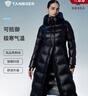 坦博爾鵝絨服女長(cháng)款連帽收腰顯瘦加厚保暖女士羽絨服550890D極光黑175 曬單實(shí)拍圖