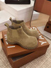 美洋（MEIYANG）佩奇短靴 牛反絨雅丹風(fēng)復古丑萌厚底增高顯瘦大頭靴春季新款女靴 黃棕色 35 曬單實(shí)拍圖