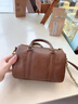 ANYSMIC奢侈品包包女包大牌復古手提包植鞣牛皮包2025新款頭層牛皮斜挎包 植鞣棕色 長(cháng)19CM、厚9.5CM 曬單實(shí)拍圖